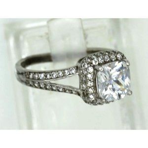 925 STERLING vintage IBB cz diamond cluster ring size 7